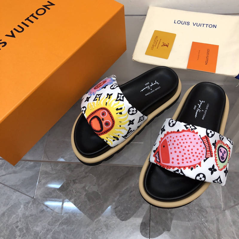 LV pool pillow comfort mule